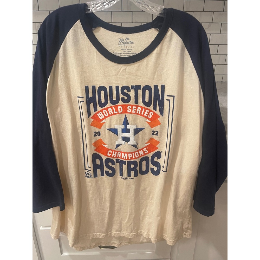 Majestic T-Shirt Womens 3XL Cream Houston Astros 2022 World Series Champions Tee